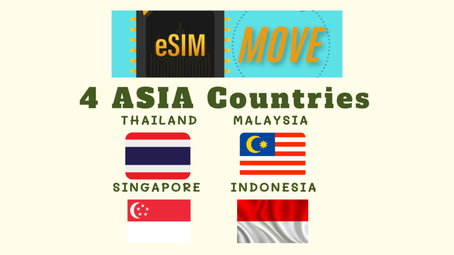 ESIM MOVE TRIP TRAVEL ASIA 4 COUNTRIES